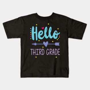 Heart Arrow Teacher Student Back To School Hello Third Grade Kids T-Shirt